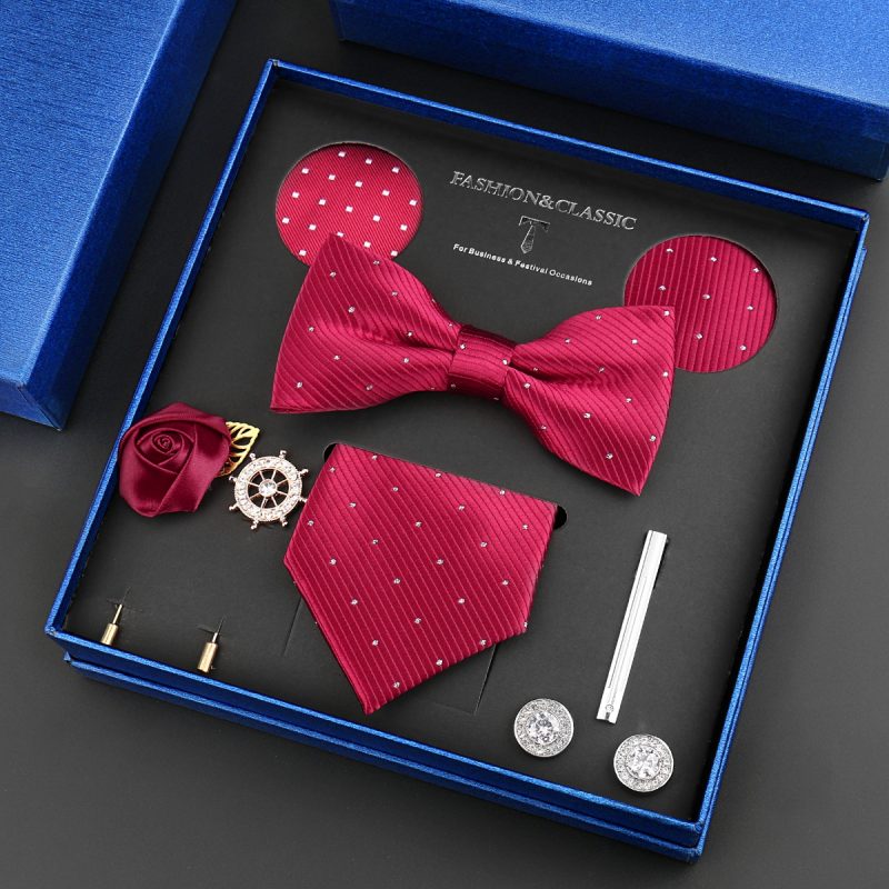 Fashion Tie Set Box 55 Style Luxury Neckties Brooch Tieclip Bow Ties For Men 8 Pcs Set Gifts Wedding Business Suit Accessories - Image 59