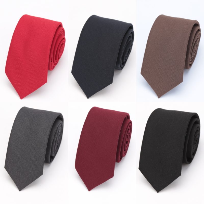 Men Skinny Tie Wool Fashion Ties for Mens Wedding Suit Business Party Slim Classic Solid Color Neck Tie Casual 6cm Red Necktie - Image 4