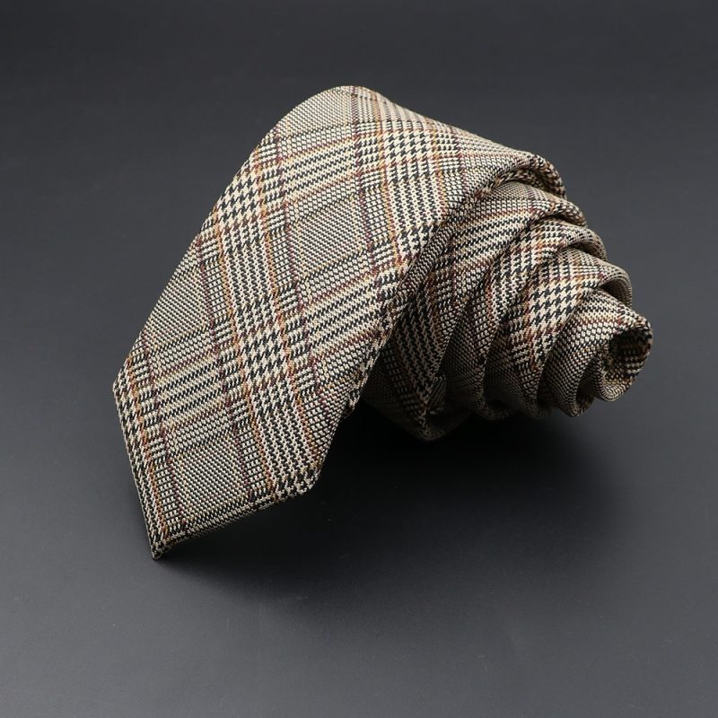 Mens Ties 6cm Classic Cotton Handmade Skinny Grey Plaid Neckties Striped Narrow Collar Slim Cashmere Casual Tie Accessories Gift - Image 16
