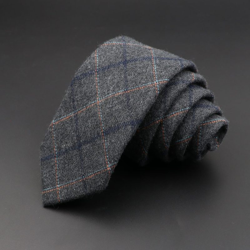Mens Ties 6cm Classic Cotton Handmade Skinny Grey Plaid Neckties Striped Narrow Collar Slim Cashmere Casual Tie Accessories Gift - Image 18