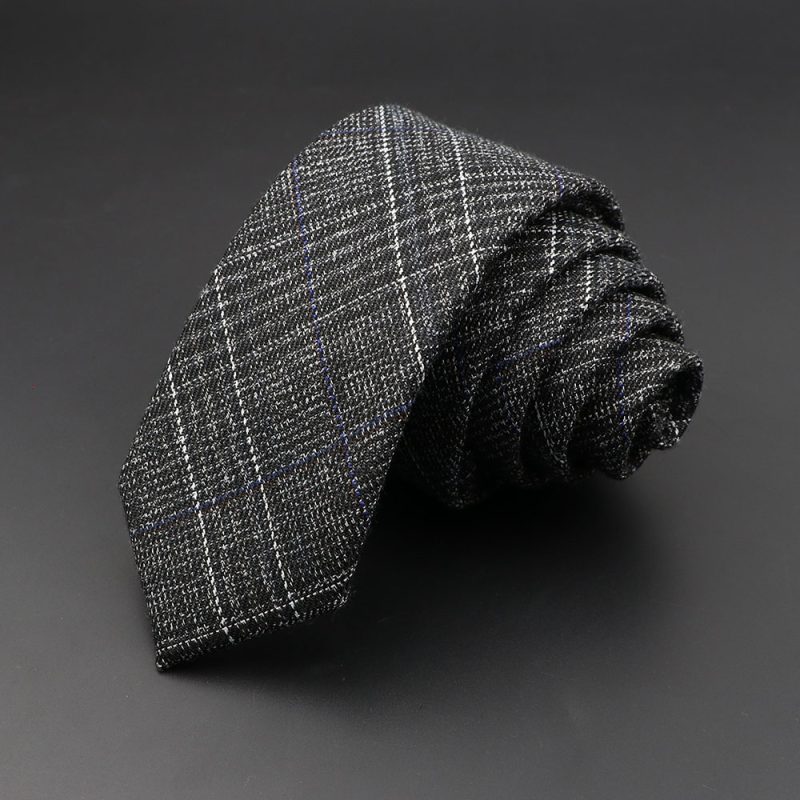 Mens Ties 6cm Classic Cotton Handmade Skinny Grey Plaid Neckties Striped Narrow Collar Slim Cashmere Casual Tie Accessories Gift - Image 19