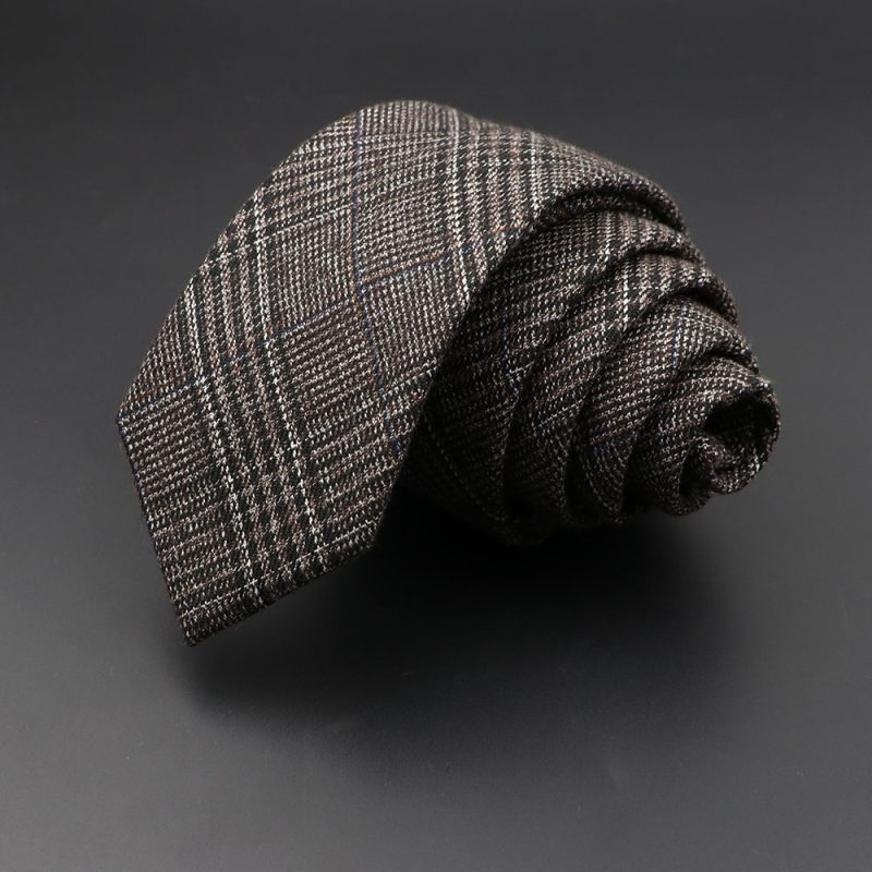Mens Ties 6cm Classic Cotton Handmade Skinny Grey Plaid Neckties Striped Narrow Collar Slim Cashmere Casual Tie Accessories Gift - Image 20