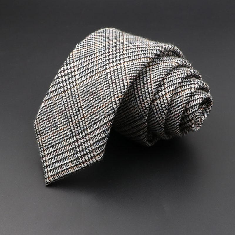 Mens Ties 6cm Classic Cotton Handmade Skinny Grey Plaid Neckties Striped Narrow Collar Slim Cashmere Casual Tie Accessories Gift - Image 21