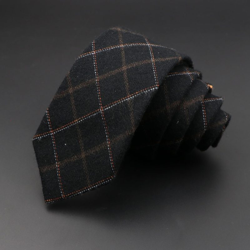 Mens Ties 6cm Classic Cotton Handmade Skinny Grey Plaid Neckties Striped Narrow Collar Slim Cashmere Casual Tie Accessories Gift - Image 25