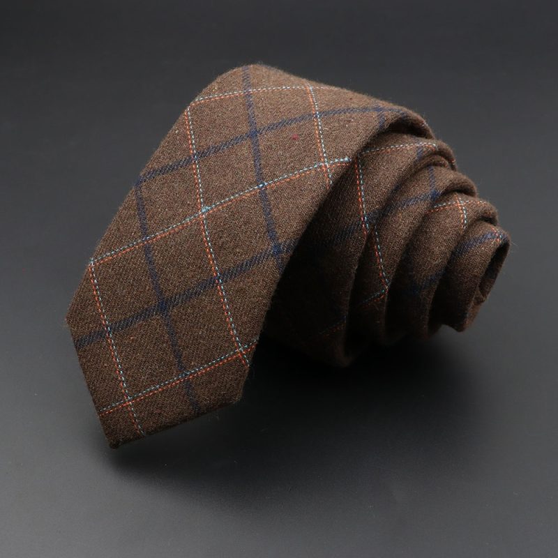 Mens Ties 6cm Classic Cotton Handmade Skinny Grey Plaid Neckties Striped Narrow Collar Slim Cashmere Casual Tie Accessories Gift - Image 27