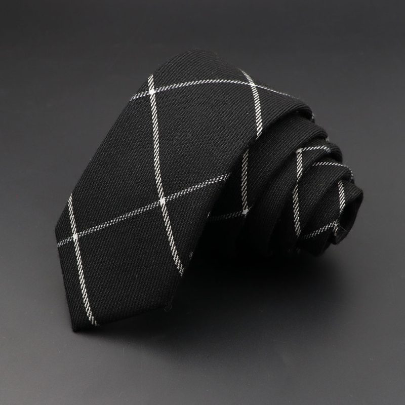 Mens Ties 6cm Classic Cotton Handmade Skinny Grey Plaid Neckties Striped Narrow Collar Slim Cashmere Casual Tie Accessories Gift - Image 28