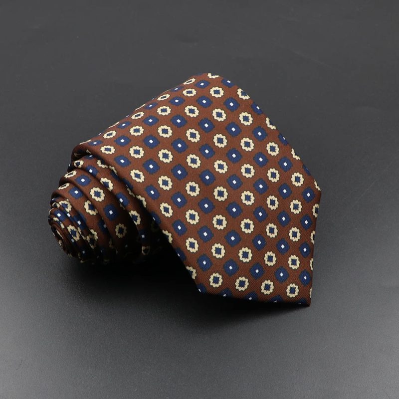 Men's Fashion Silk Tie 7.5cm Soft Novelty Necktie Blue Green Orange Color Ties For Men Dot Floral Bowtie Wedding Business Gift - Image 7