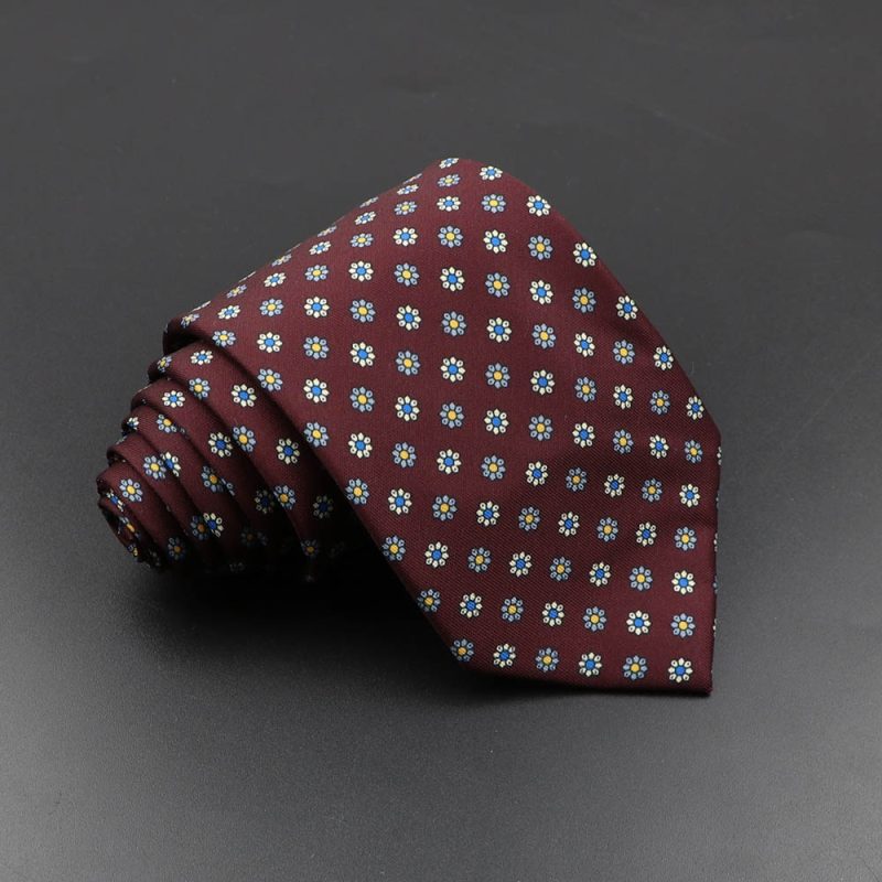 Men's Fashion Silk Tie 7.5cm Soft Novelty Necktie Blue Green Orange Color Ties For Men Dot Floral Bowtie Wedding Business Gift - Image 8