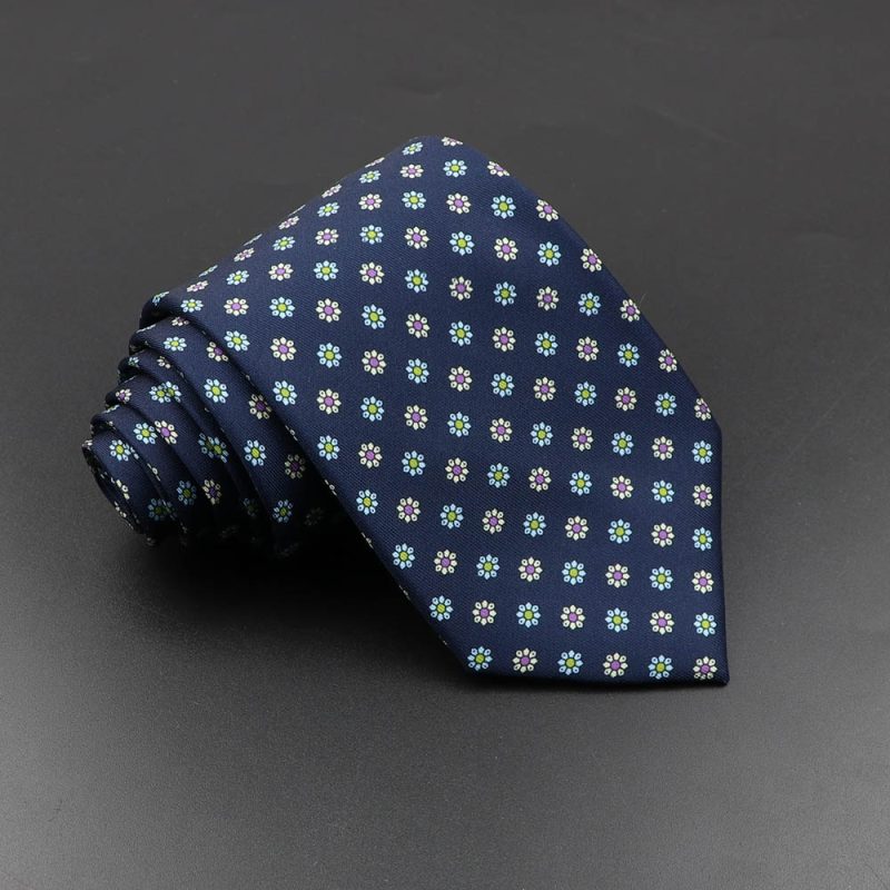 Men's Fashion Silk Tie 7.5cm Soft Novelty Necktie Blue Green Orange Color Ties For Men Dot Floral Bowtie Wedding Business Gift - Image 9
