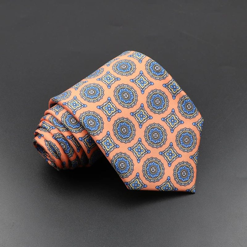 Men's Fashion Silk Tie 7.5cm Soft Novelty Necktie Blue Green Orange Color Ties For Men Dot Floral Bowtie Wedding Business Gift - Image 42