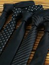 Black Colors Skinny 5CM Men's Necktie Polyester Ties For Man Striped Dots Solid Jacquard Cravat Business Party Corbatas