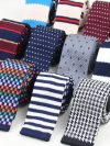 Men's Knitted Knit Leisure Striped Tie Fashion Skinny Narrow Slim Neck Ties For Men Skinny Woven Designer Cravat