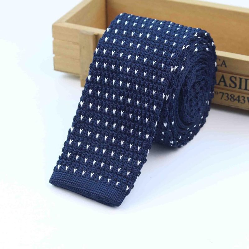 Men's Knitted Knit Leisure Striped Tie Fashion Skinny Narrow Slim Neck Ties For Men Skinny Woven Designer Cravat - Image 8