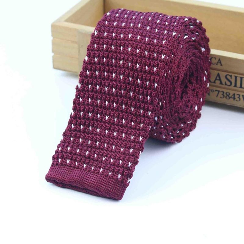 Men's Knitted Knit Leisure Striped Tie Fashion Skinny Narrow Slim Neck Ties For Men Skinny Woven Designer Cravat - Image 9