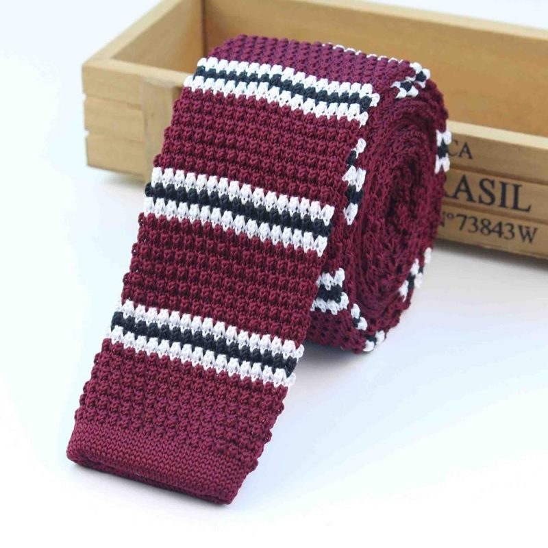Men's Knitted Knit Leisure Striped Tie Fashion Skinny Narrow Slim Neck Ties For Men Skinny Woven Designer Cravat - Image 13