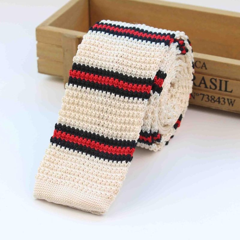Men's Knitted Knit Leisure Striped Tie Fashion Skinny Narrow Slim Neck Ties For Men Skinny Woven Designer Cravat - Image 14