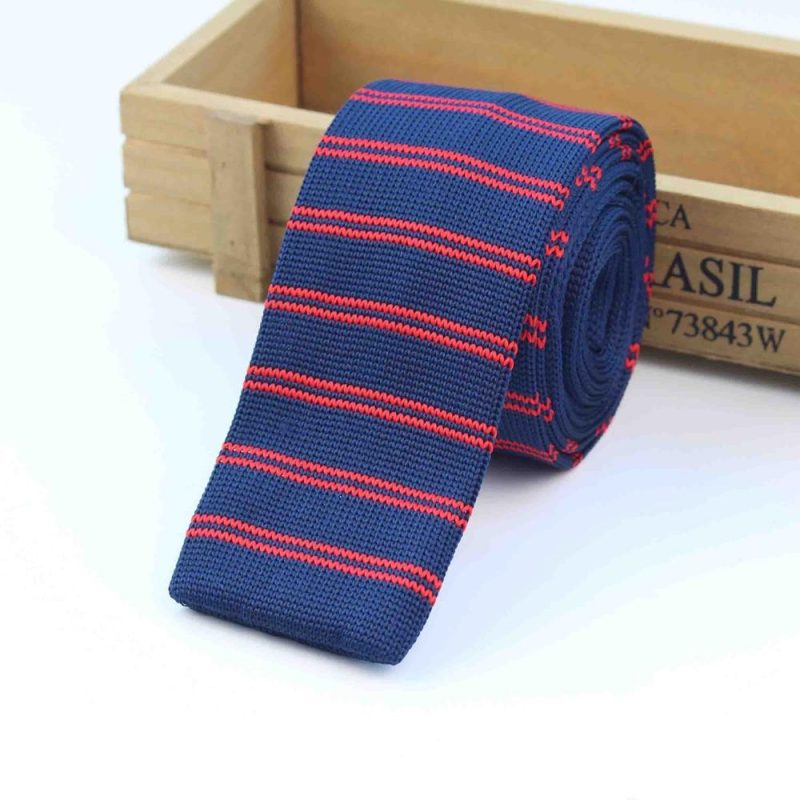 Men's Knitted Knit Leisure Striped Tie Fashion Skinny Narrow Slim Neck Ties For Men Skinny Woven Designer Cravat - Image 18