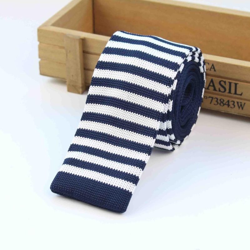 Men's Knitted Knit Leisure Striped Tie Fashion Skinny Narrow Slim Neck Ties For Men Skinny Woven Designer Cravat - Image 20