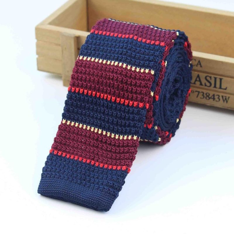 Men's Knitted Knit Leisure Striped Tie Fashion Skinny Narrow Slim Neck Ties For Men Skinny Woven Designer Cravat - Image 26