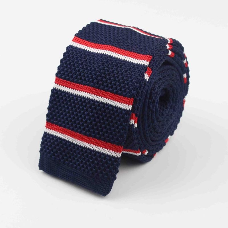 Men's Knitted Knit Leisure Striped Tie Fashion Skinny Narrow Slim Neck Ties For Men Skinny Woven Designer Cravat - Image 32