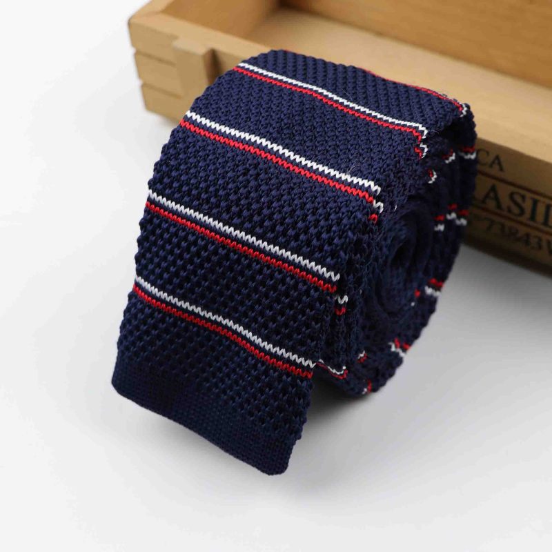 Men's Knitted Knit Leisure Striped Tie Fashion Skinny Narrow Slim Neck Ties For Men Skinny Woven Designer Cravat - Image 42