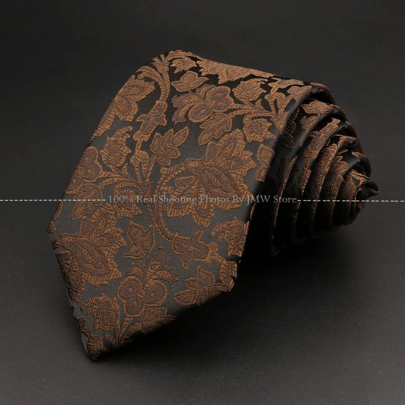 New Design Wedding Men Tie Brown Solid Striped Paisley Flower Neckties Men Business Dropshipping Groom Collar Accessories Gift - Image 2