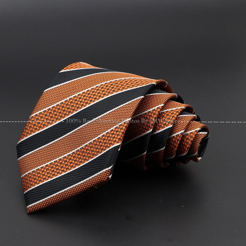 New Design Wedding Men Tie Brown Solid Striped Paisley Flower Neckties Men Business Dropshipping Groom Collar Accessories Gift - Image 4