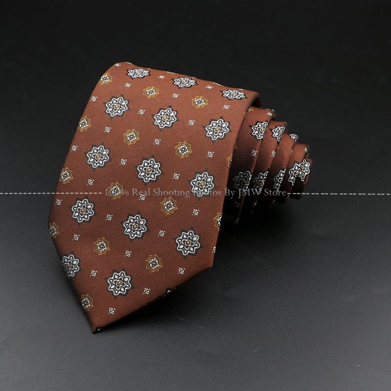 New Design Wedding Men Tie Brown Solid Striped Paisley Flower Neckties Men Business Dropshipping Groom Collar Accessories Gift - Image 5