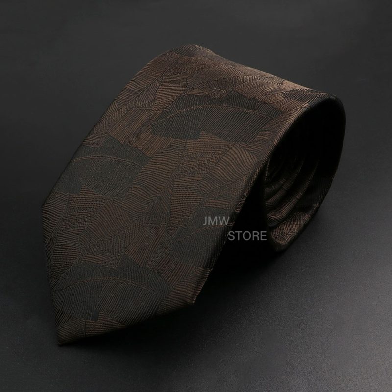 New Design Wedding Men Tie Brown Solid Striped Paisley Flower Neckties Men Business Dropshipping Groom Collar Accessories Gift - Image 7
