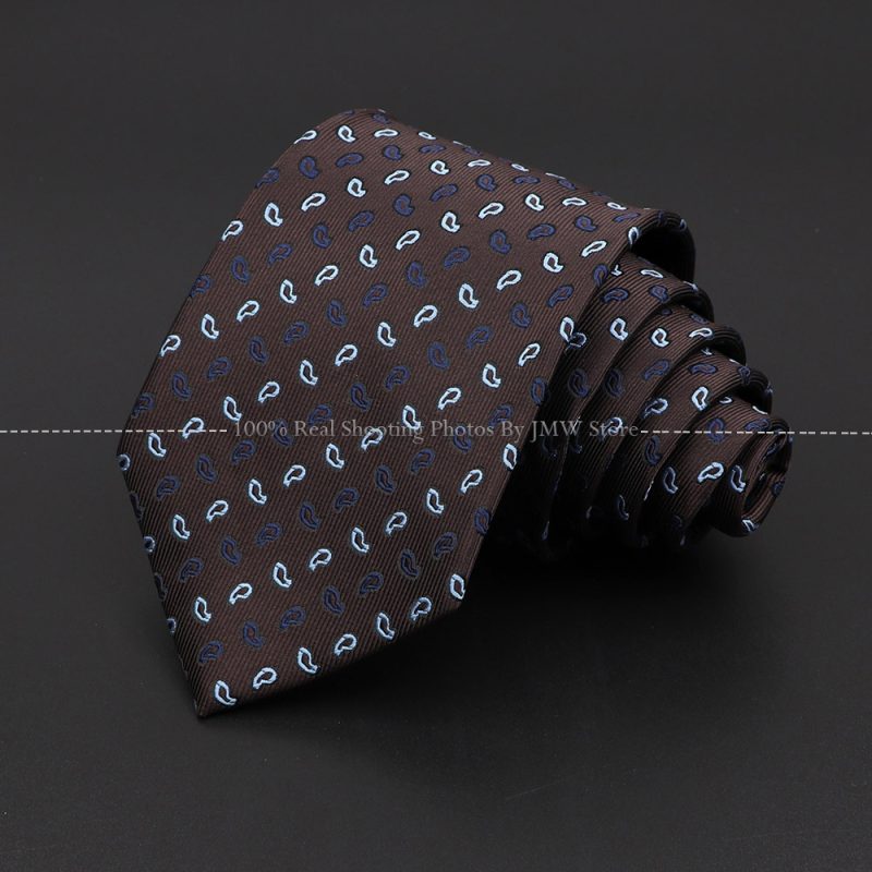 New Design Wedding Men Tie Brown Solid Striped Paisley Flower Neckties Men Business Dropshipping Groom Collar Accessories Gift - Image 13