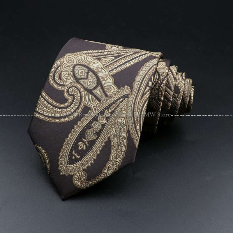 New Design Wedding Men Tie Brown Solid Striped Paisley Flower Neckties Men Business Dropshipping Groom Collar Accessories Gift - Image 26