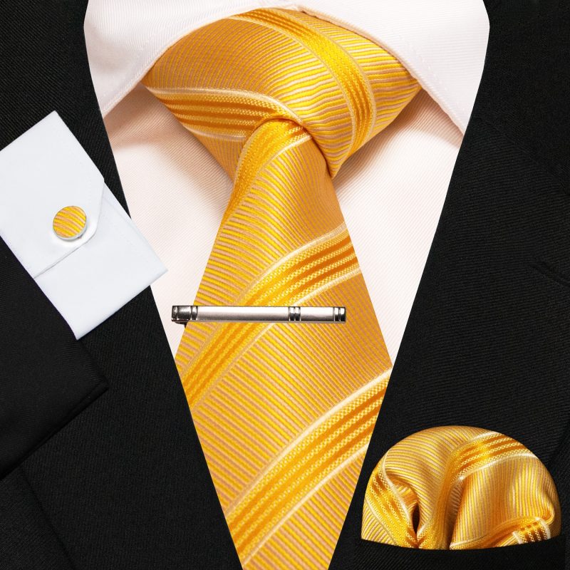 8cm Silk Mens Ties Green Black Ties plaid stripe NeckTie Pocket Square Cufflinks Tie clips Set Men's Wedding business Party Tie - Image 3