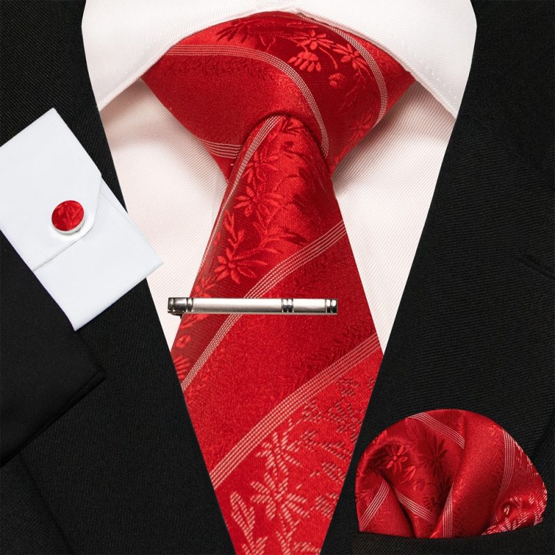 8cm Silk Mens Ties Green Black Ties plaid stripe NeckTie Pocket Square Cufflinks Tie clips Set Men's Wedding business Party Tie - Image 10