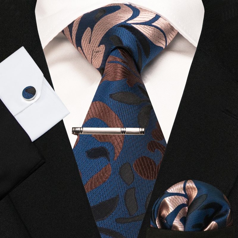 8cm Silk Mens Ties Green Black Ties plaid stripe NeckTie Pocket Square Cufflinks Tie clips Set Men's Wedding business Party Tie - Image 13