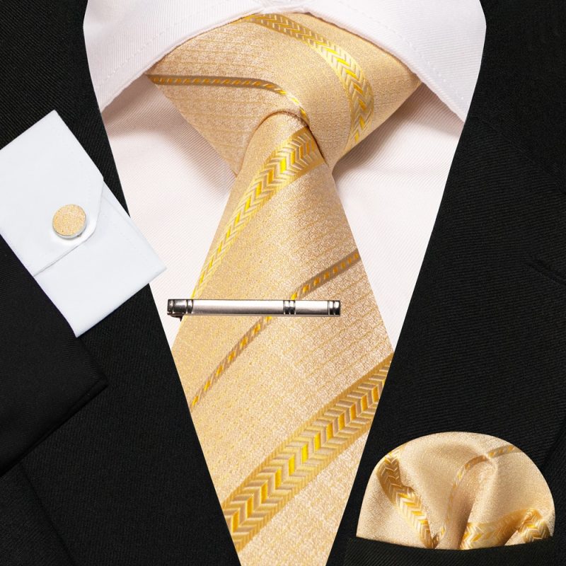 8cm Silk Mens Ties Green Black Ties plaid stripe NeckTie Pocket Square Cufflinks Tie clips Set Men's Wedding business Party Tie - Image 27