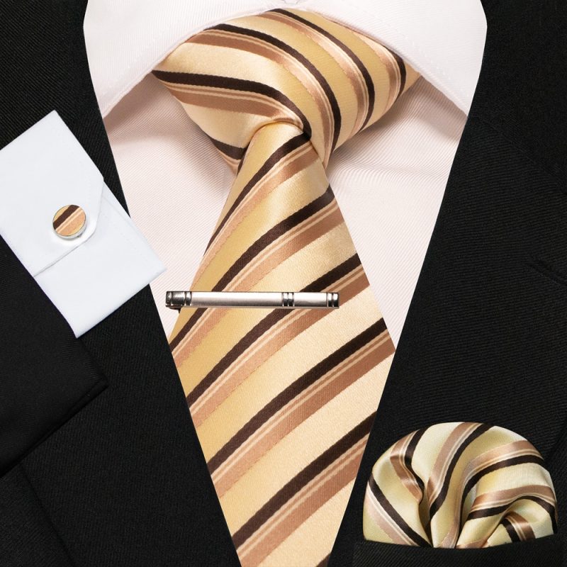 8cm Silk Mens Ties Green Black Ties plaid stripe NeckTie Pocket Square Cufflinks Tie clips Set Men's Wedding business Party Tie - Image 47