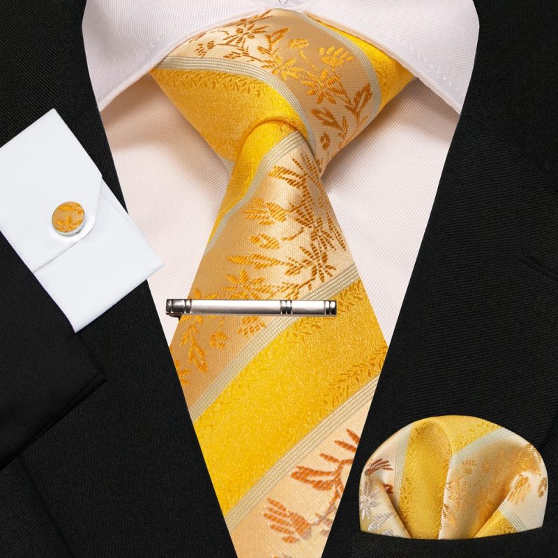 8cm Silk Mens Ties Green Black Ties plaid stripe NeckTie Pocket Square Cufflinks Tie clips Set Men's Wedding business Party Tie - Image 48