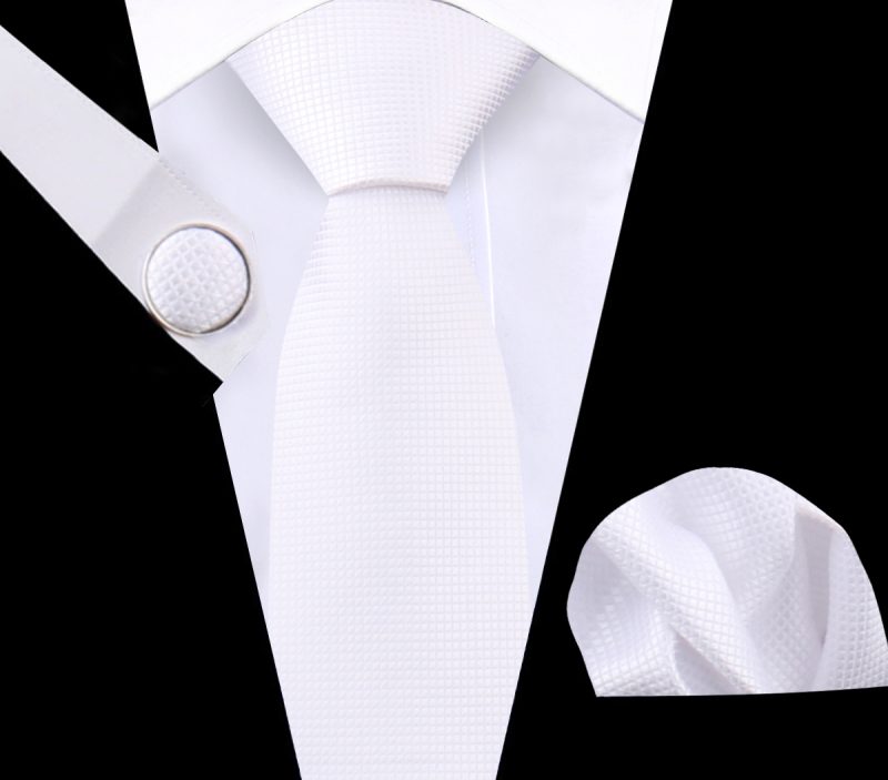 Luxury Plaid Tie For Mens Necktie Handkerchief Pocket Square Cufflinks Set Jacquard Woven Ties Wedding Business Accessories - Image 2