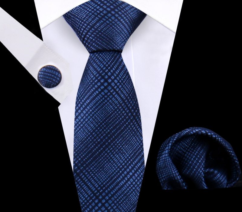 Luxury Plaid Tie For Mens Necktie Handkerchief Pocket Square Cufflinks Set Jacquard Woven Ties Wedding Business Accessories - Image 4