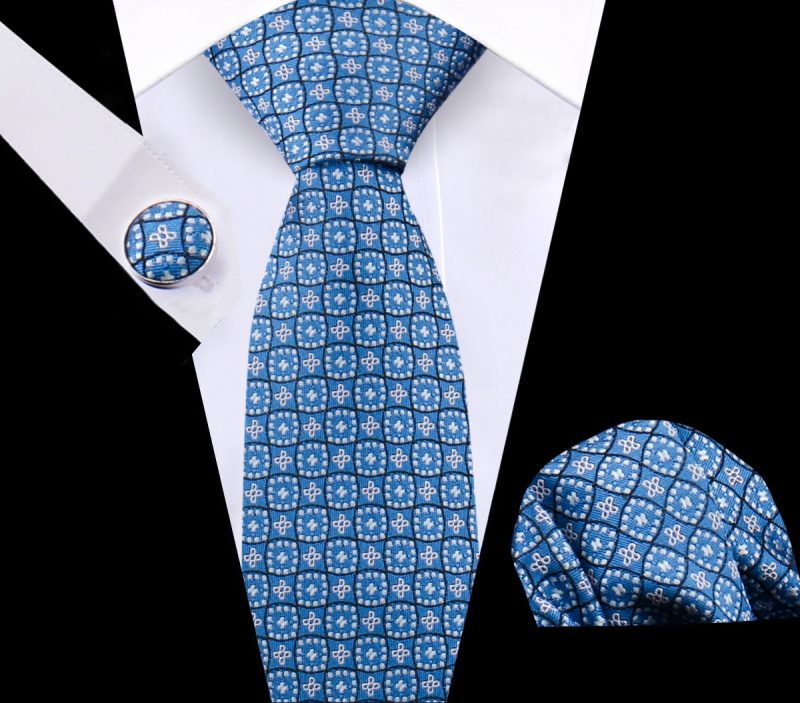 Luxury Plaid Tie For Mens Necktie Handkerchief Pocket Square Cufflinks Set Jacquard Woven Ties Wedding Business Accessories - Image 9