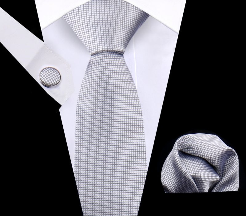 Luxury Plaid Tie For Mens Necktie Handkerchief Pocket Square Cufflinks Set Jacquard Woven Ties Wedding Business Accessories - Image 12
