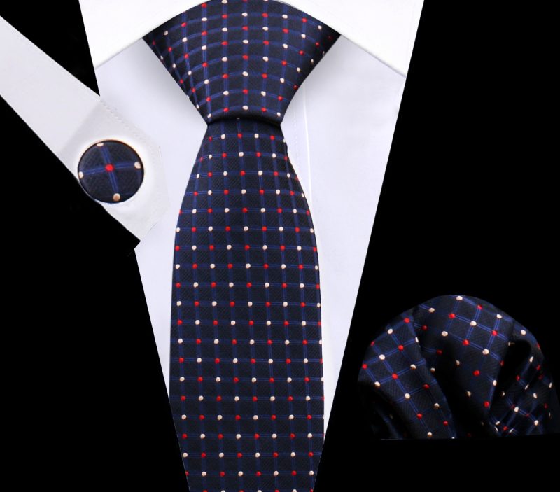 Luxury Plaid Tie For Mens Necktie Handkerchief Pocket Square Cufflinks Set Jacquard Woven Ties Wedding Business Accessories - Image 15
