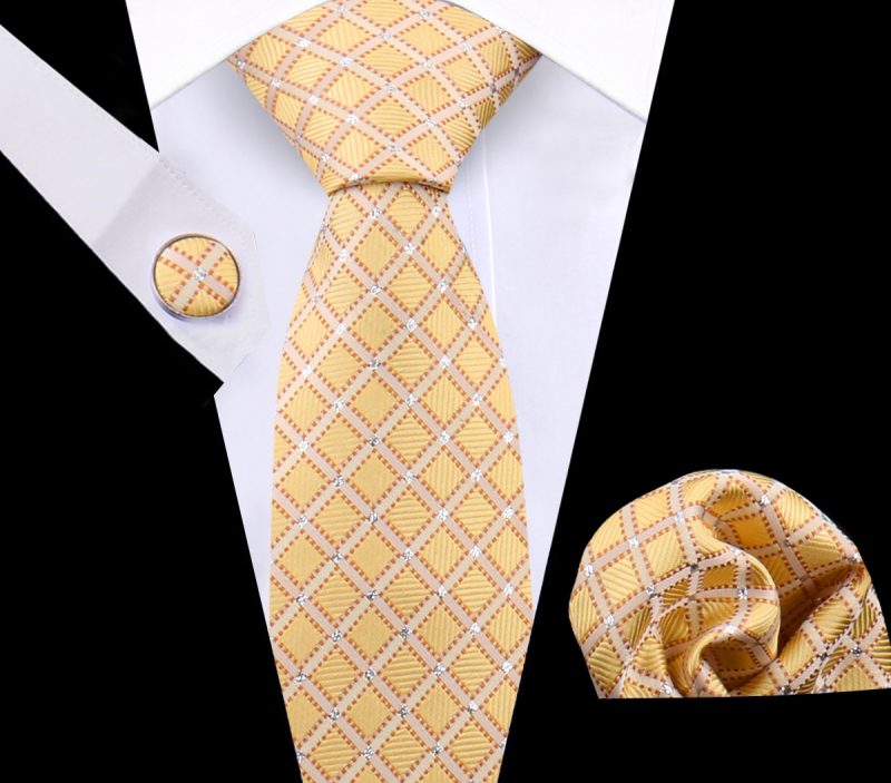 Luxury Plaid Tie For Mens Necktie Handkerchief Pocket Square Cufflinks Set Jacquard Woven Ties Wedding Business Accessories - Image 19