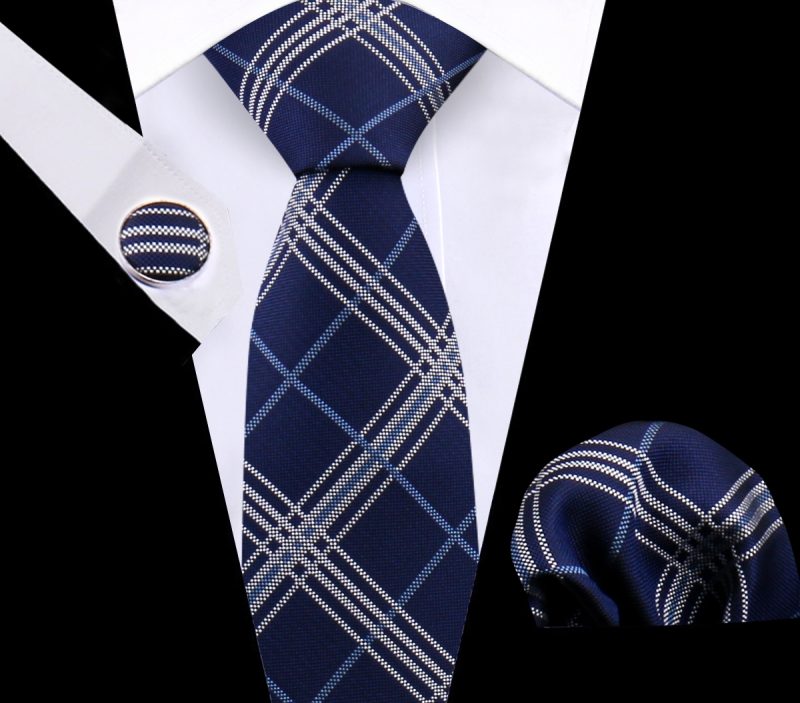Luxury Plaid Tie For Mens Necktie Handkerchief Pocket Square Cufflinks Set Jacquard Woven Ties Wedding Business Accessories - Image 20