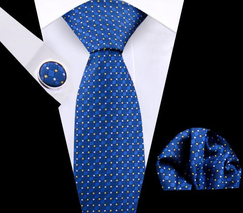 Luxury Plaid Tie For Mens Necktie Handkerchief Pocket Square Cufflinks Set Jacquard Woven Ties Wedding Business Accessories - Image 22