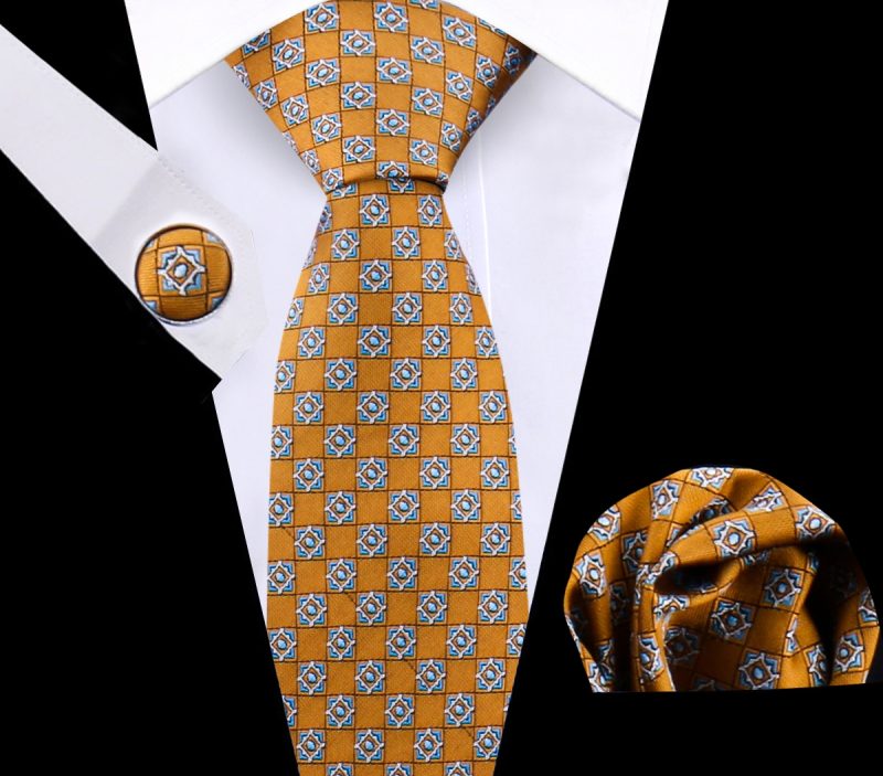 Luxury Plaid Tie For Mens Necktie Handkerchief Pocket Square Cufflinks Set Jacquard Woven Ties Wedding Business Accessories - Image 27