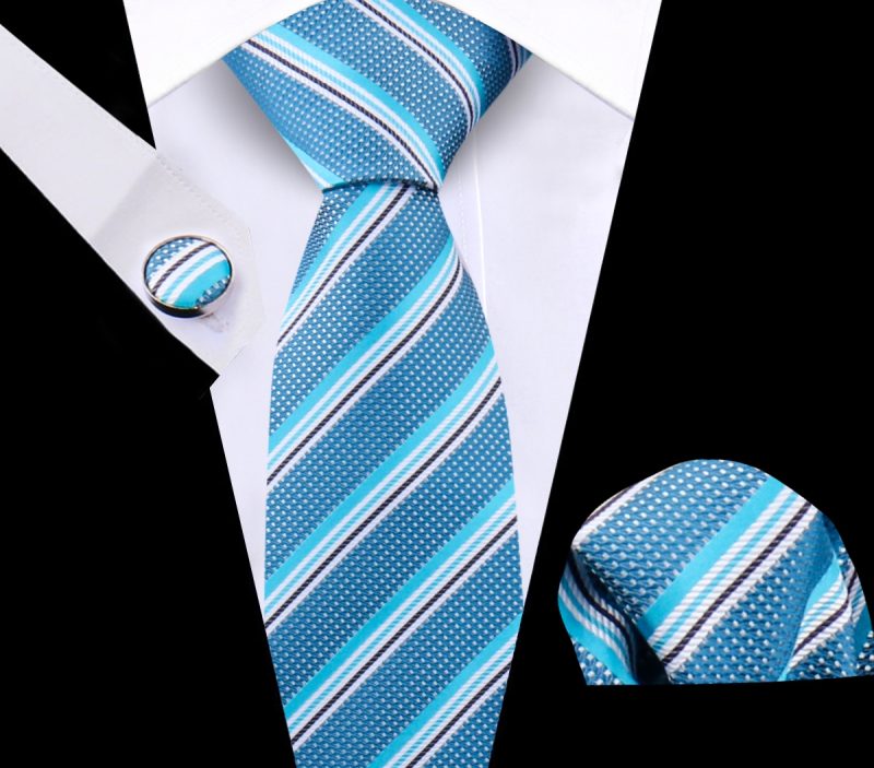 Luxury Plaid Tie For Mens Necktie Handkerchief Pocket Square Cufflinks Set Jacquard Woven Ties Wedding Business Accessories - Image 33