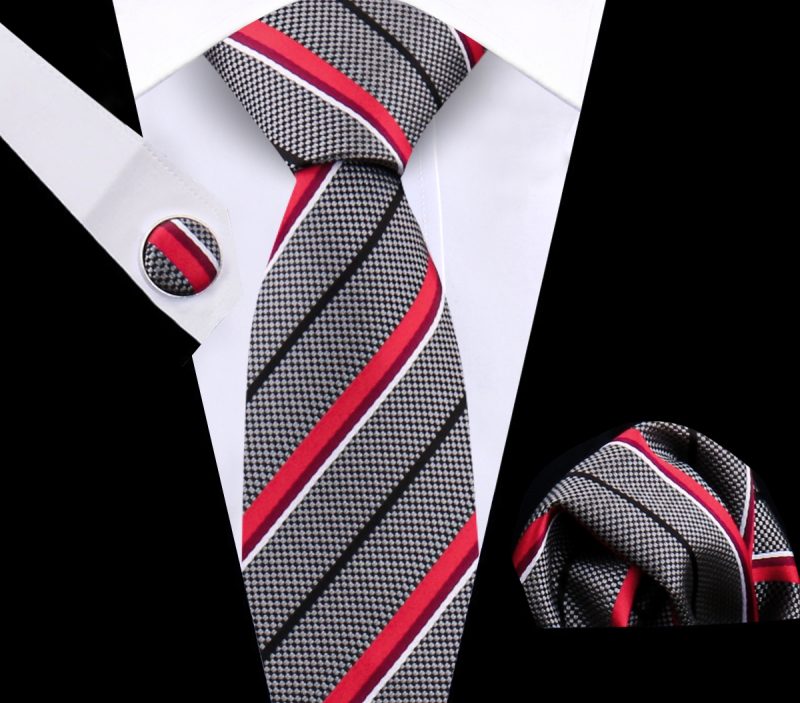 Luxury Plaid Tie For Mens Necktie Handkerchief Pocket Square Cufflinks Set Jacquard Woven Ties Wedding Business Accessories - Image 39