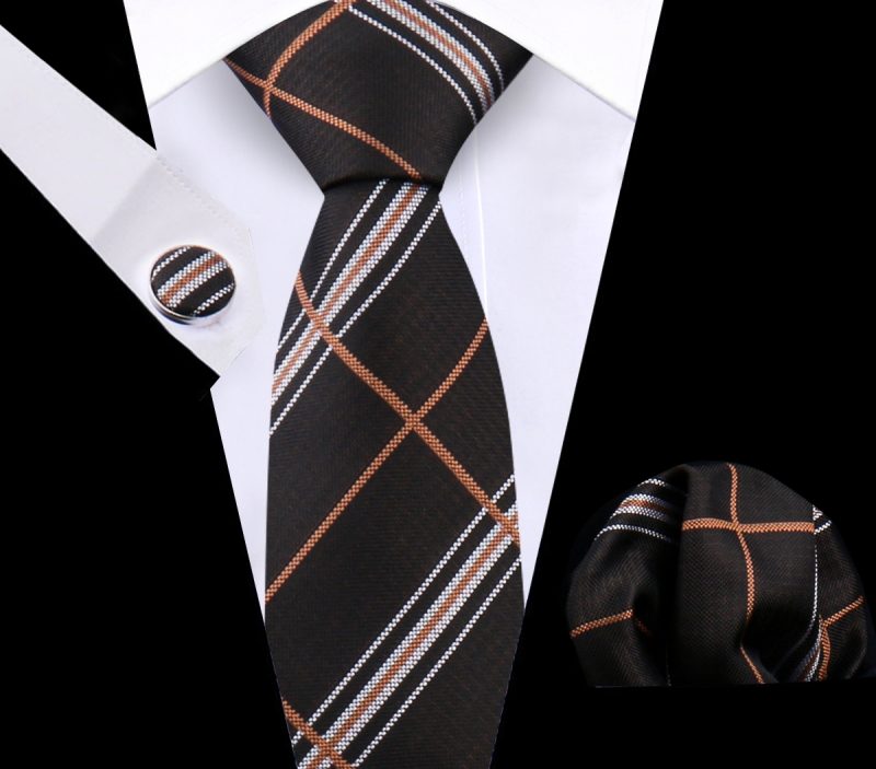 Luxury Plaid Tie For Mens Necktie Handkerchief Pocket Square Cufflinks Set Jacquard Woven Ties Wedding Business Accessories - Image 42