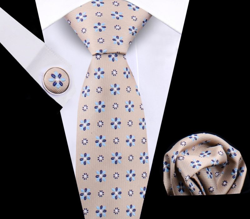 Luxury Plaid Tie For Mens Necktie Handkerchief Pocket Square Cufflinks Set Jacquard Woven Ties Wedding Business Accessories - Image 43